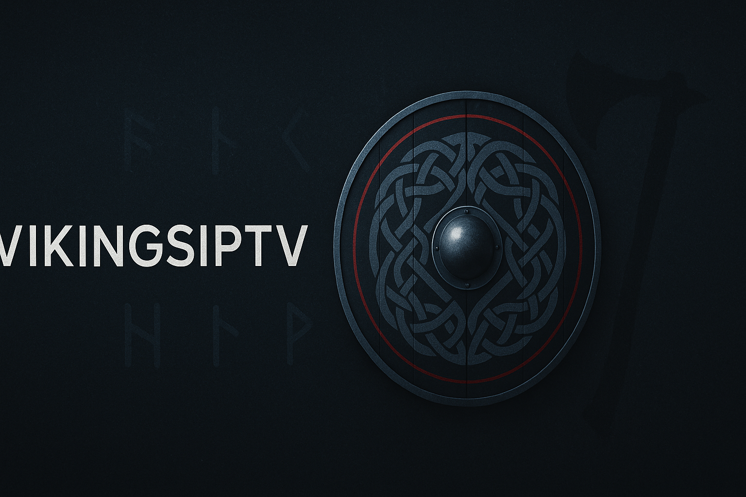 Viking ship sailing stormy seas toward a glowing TV with lightning in the background – symbolizing powerful global IPTV connection